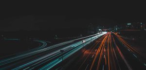 night view of road
